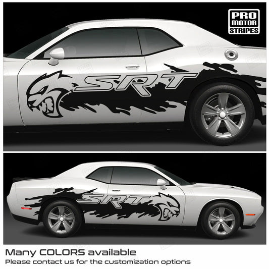 Dodge Challenger 2008 - 2023 Side Mud Splash Hellcat Stripes Decals - Speedlogix