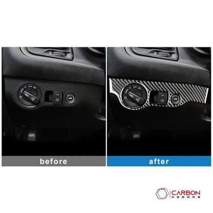 Dodge Challenger 2015-2023 Carbon Fiber Headlight and Trunk Release Button Trim Overlay