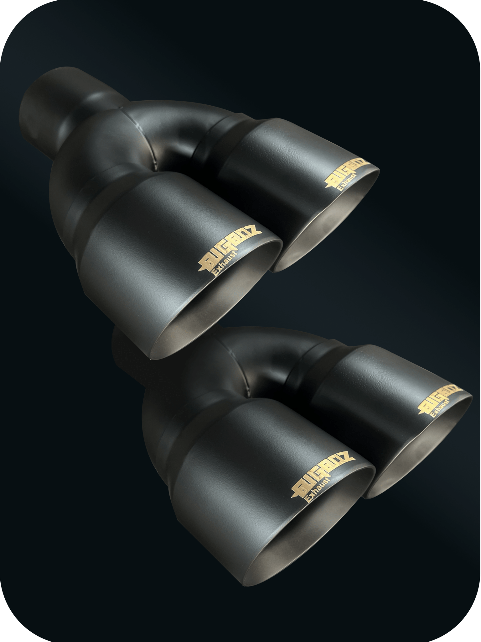 DODGE CHALLENGER 4" OUTLET QUAD TIPS SET CERAKOTE FLAT BLACK - Speedlogix