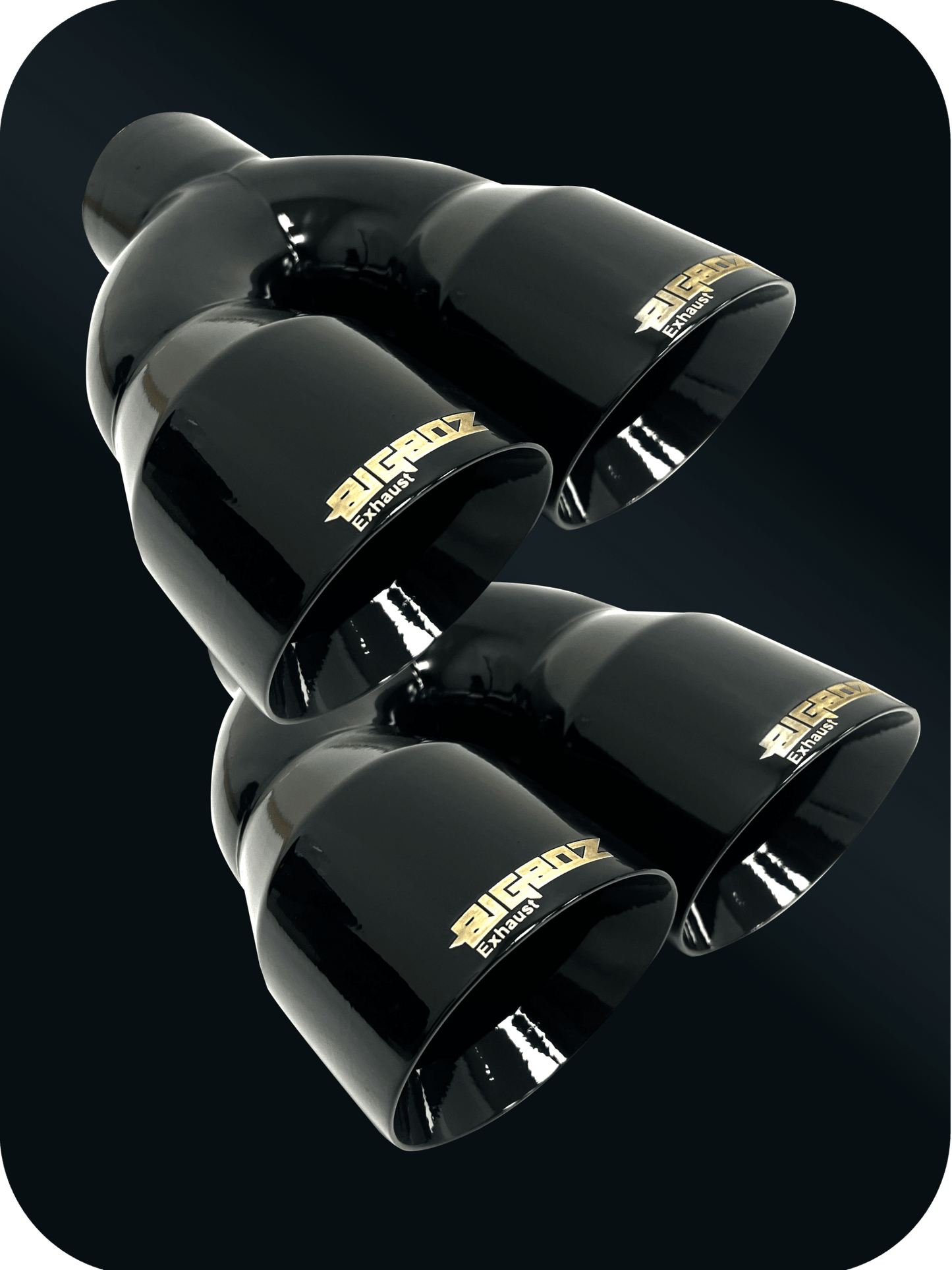 DODGE CHALLENGER 4" OUTLET QUAD TIPS SET ULTRA GLOSS BLACK - Speedlogix