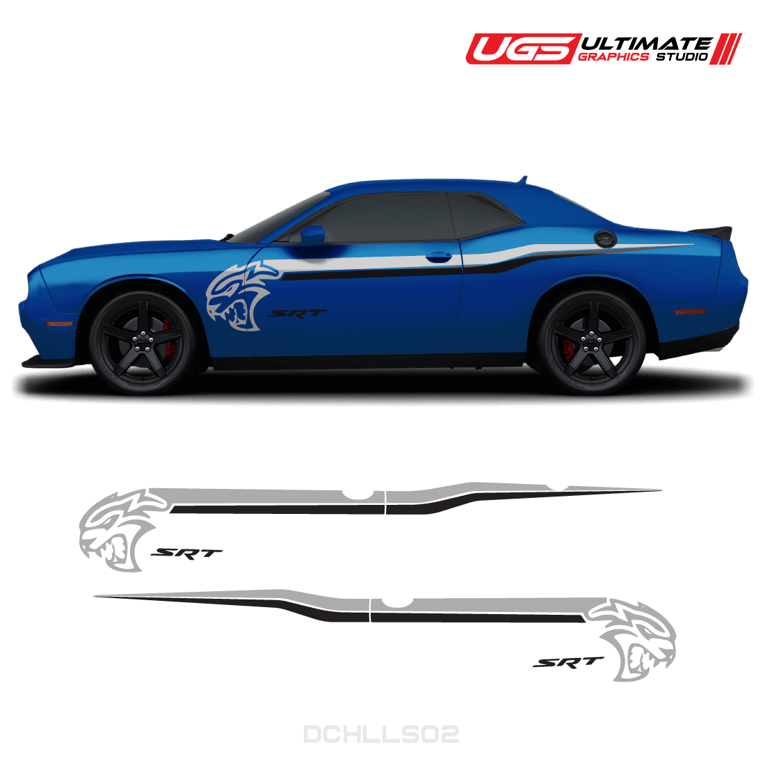 Dodge Challenger Hellcat SRT Side Graphics 2 Colors - Speedlogix