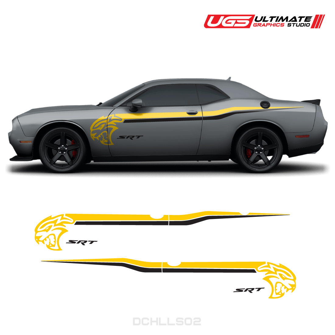 Dodge Challenger Hellcat SRT Side Graphics 2 Colors - Speedlogix
