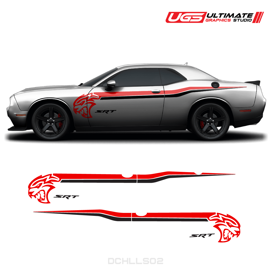 Dodge Challenger Hellcat SRT Side Graphics 2 Colors - Speedlogix