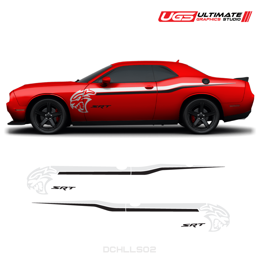 Dodge Challenger Hellcat SRT Side Graphics 2 Colors - Speedlogix