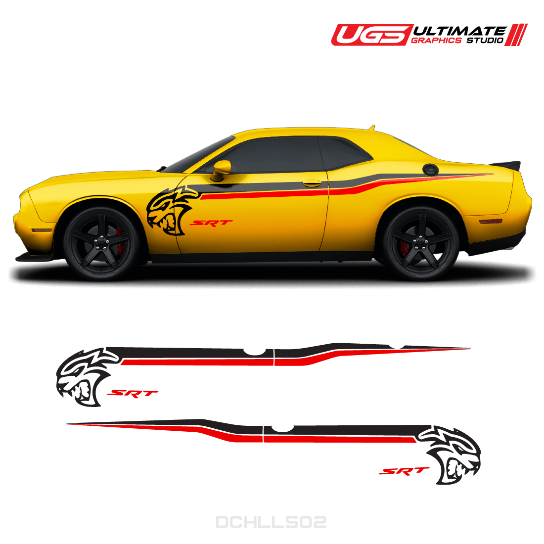 Dodge Challenger Hellcat SRT Side Graphics 2 Colors - Speedlogix