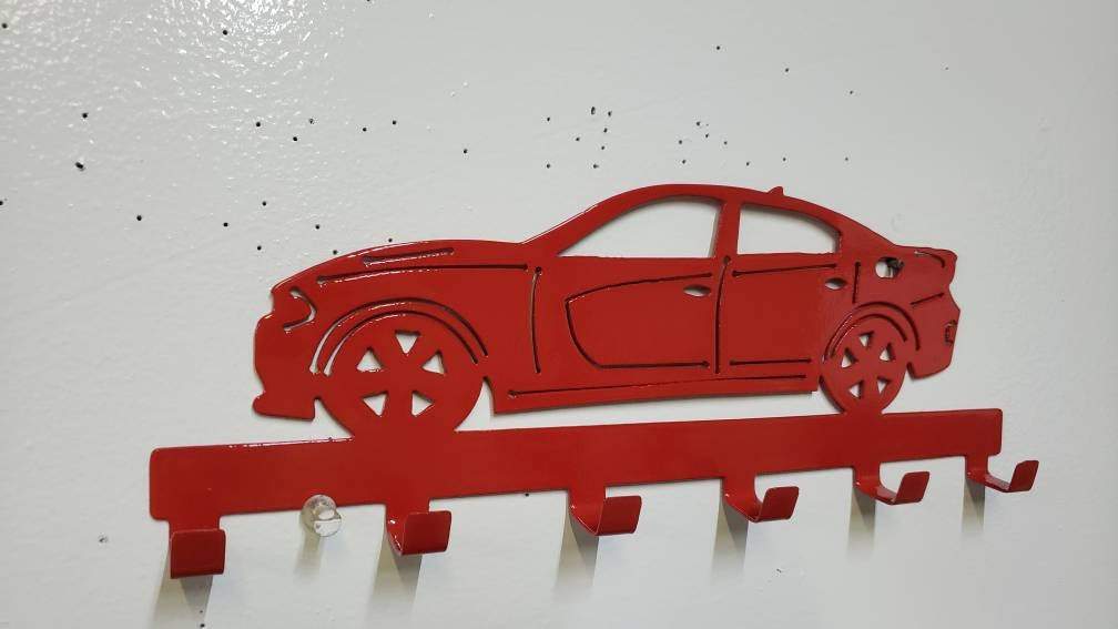 Dodge Charger Keychain Rack – Steel Wall Mounted Muscle Car Organizer - Speedlogix