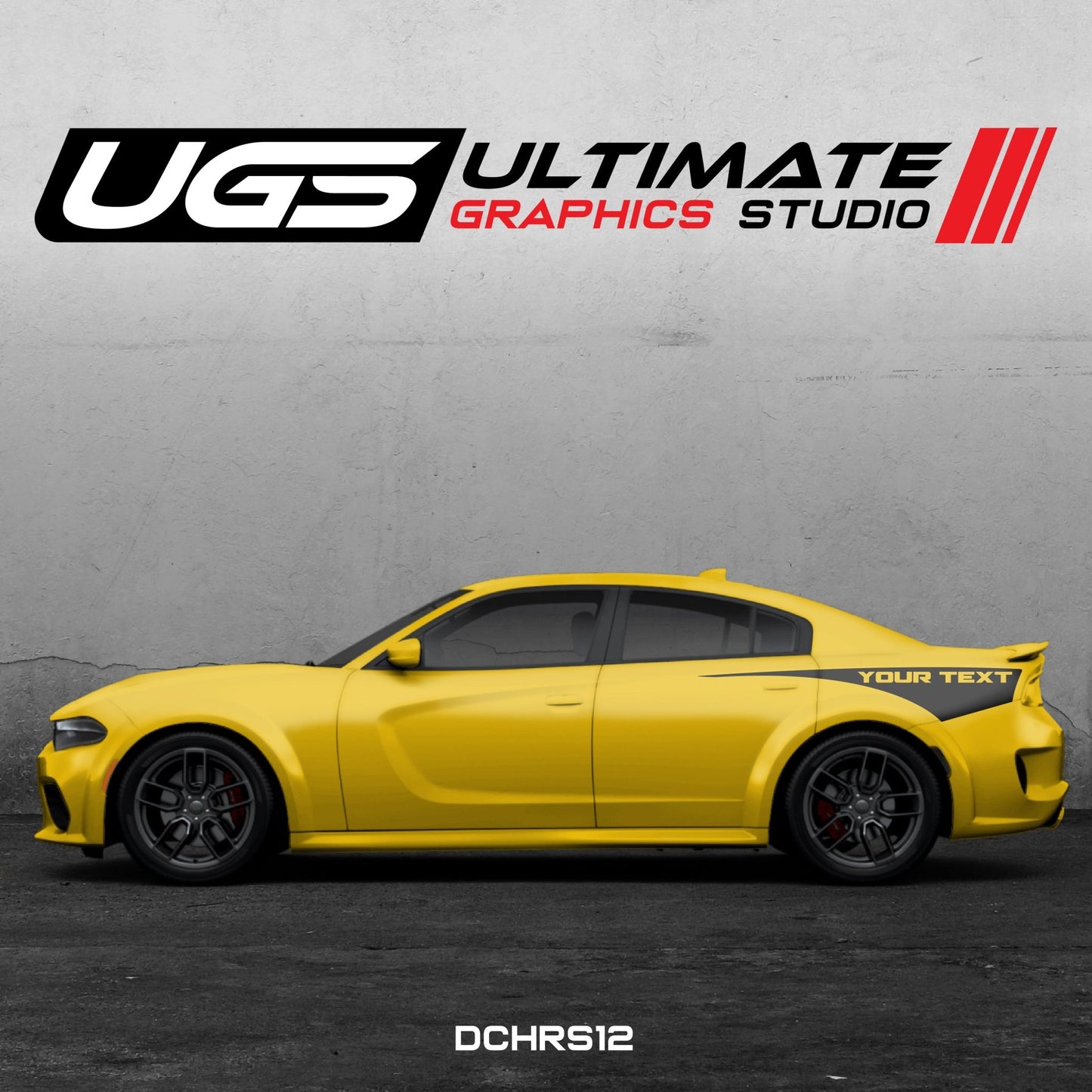 Dodge Charger Side Graphics 1 Color Custom Text - Speedlogix