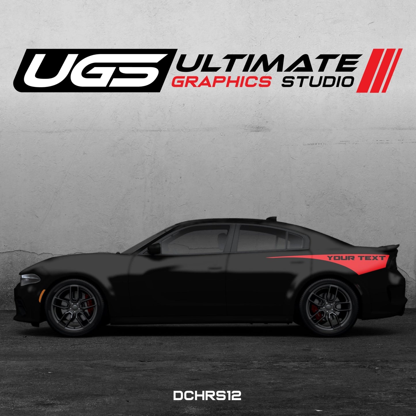 Dodge Charger Side Graphics 1 Color Custom Text - Speedlogix