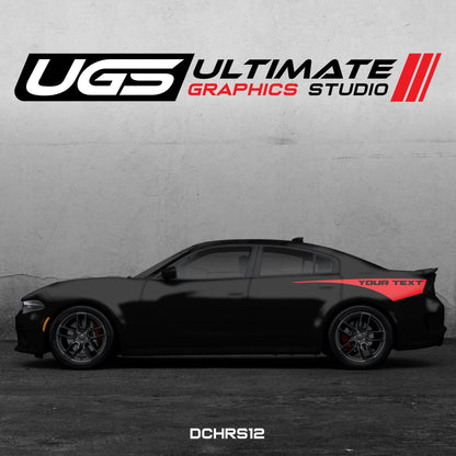 Dodge Charger Side Graphics 1 Color Custom Text - Speedlogix