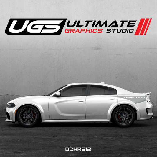 Dodge Charger Side Graphics 1 Color Custom Text - Speedlogix
