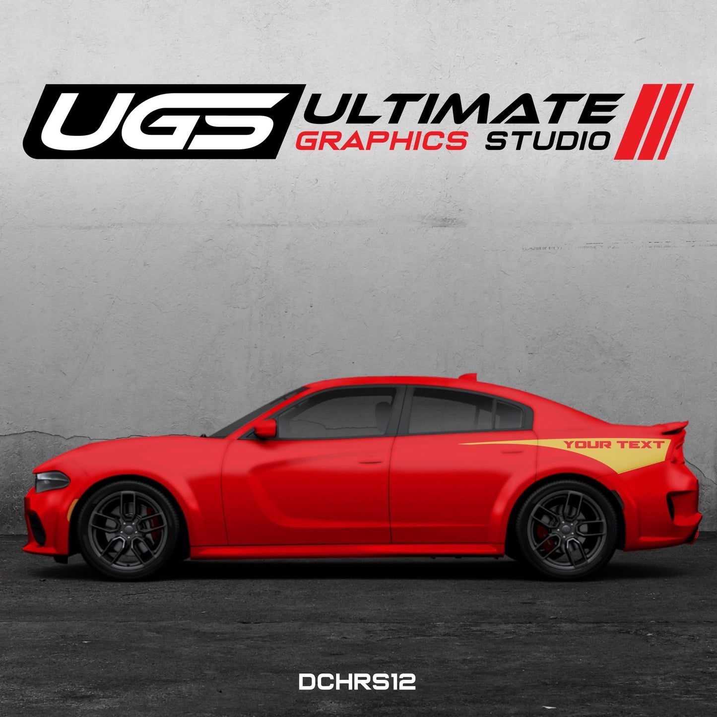 Dodge Charger Side Graphics 1 Color Custom Text - Speedlogix