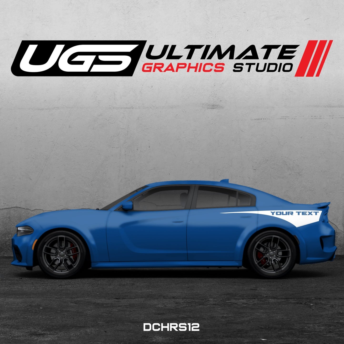 Dodge Charger Side Graphics 1 Color Custom Text - Speedlogix