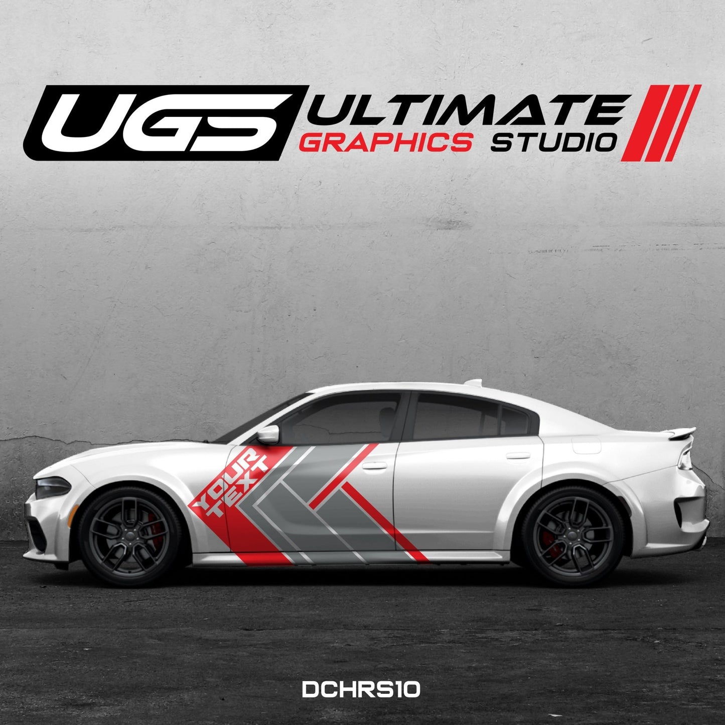 Dodge Charger Side Graphics 2 Color Custom Text - Speedlogix