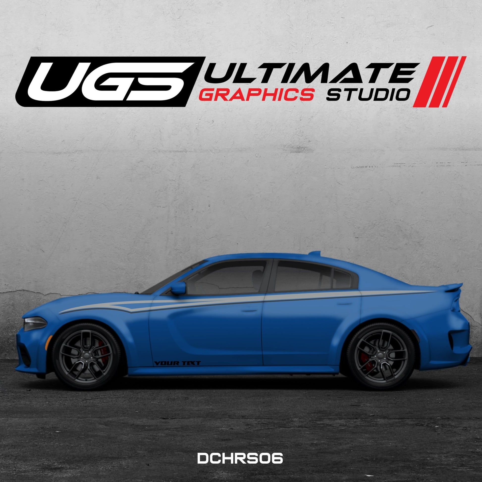 Dodge Charger Side Graphics 2 Color Custom Text - Speedlogix
