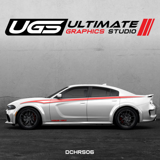 Dodge Charger Side Graphics 2 Color Custom Text - Speedlogix