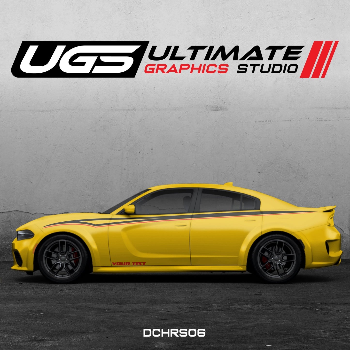 Dodge Charger Side Graphics 2 Color Custom Text - Speedlogix