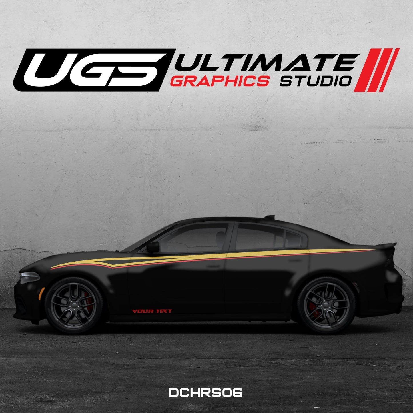Dodge Charger Side Graphics 2 Color Custom Text - Speedlogix