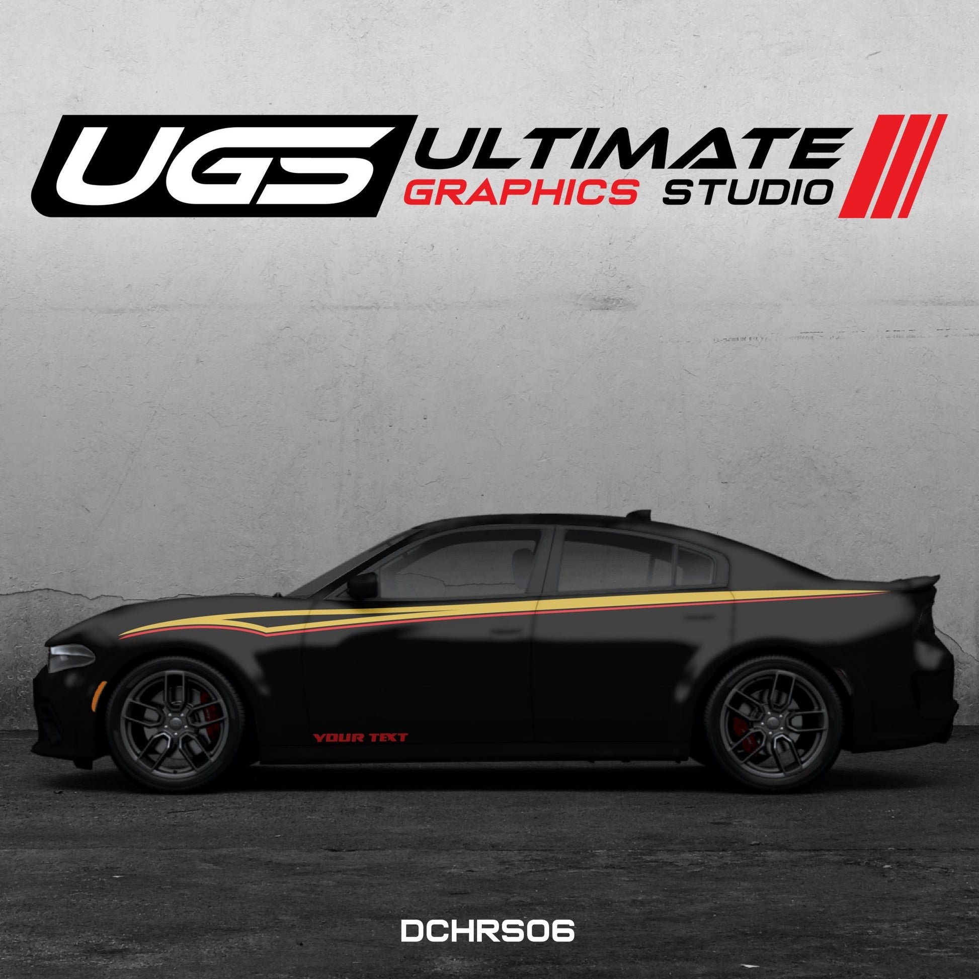 Dodge Charger Side Graphics 2 Color Custom Text - Speedlogix