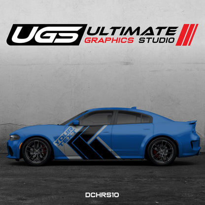 Dodge Charger Side Graphics 2 Color Custom Text - Speedlogix