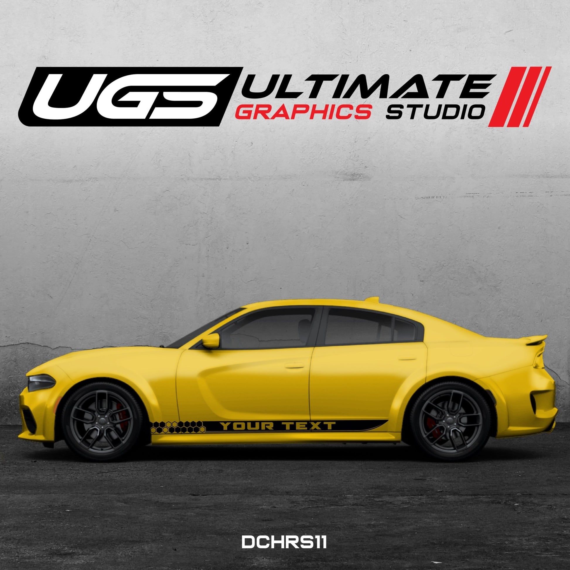 Dodge Charger Skirt Graphics 1 Color Custom Text - Speedlogix