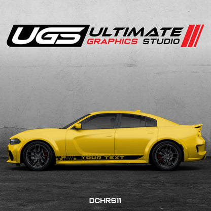 Dodge Charger Skirt Graphics 1 Color Custom Text - Speedlogix