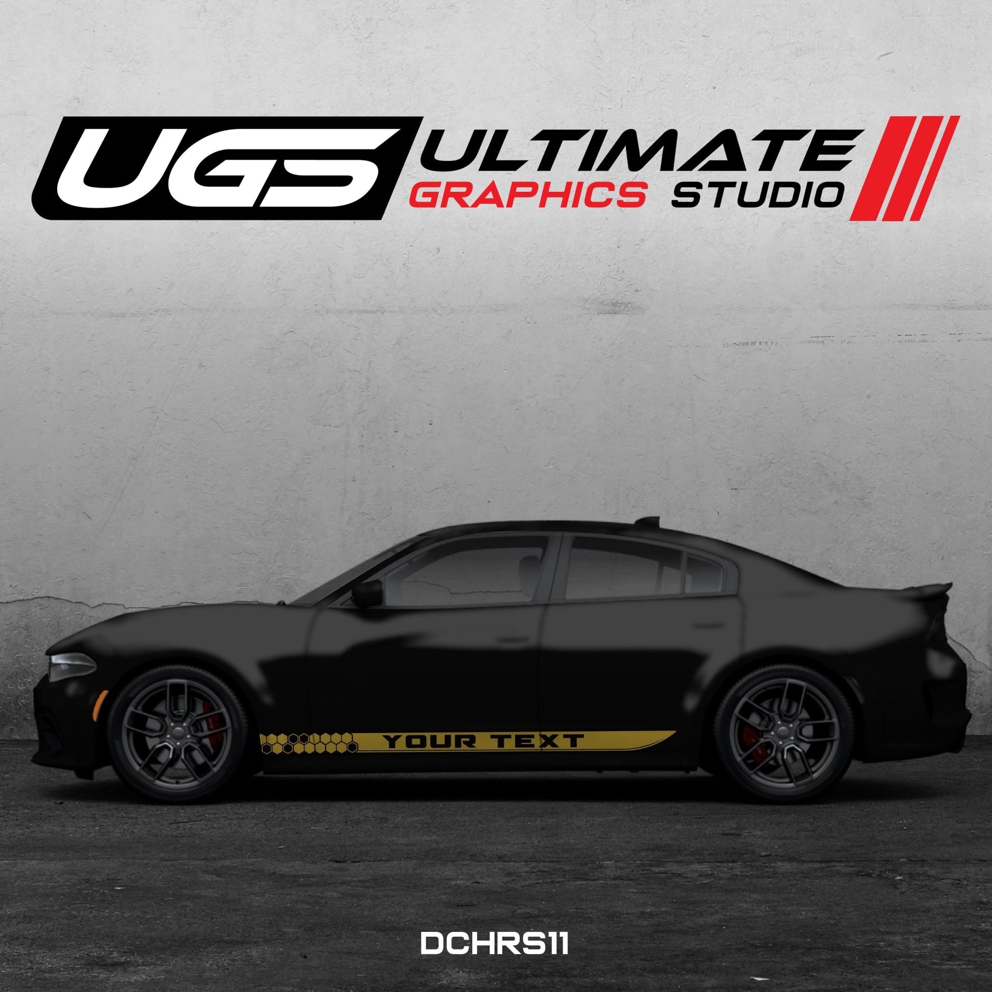 Dodge Charger Skirt Graphics 1 Color Custom Text - Speedlogix