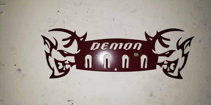 Dodge Demon Muscle Car Key Hanger – Steel Wall Mounted 4 - Hook Key Rack – Garage Organizer 12"x4" - Speedlogix