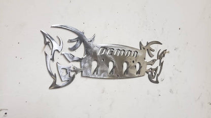 Dodge Demon Muscle Car Key Hanger – Steel Wall Mounted 4 - Hook Key Rack – Garage Organizer 12"x4" - Speedlogix