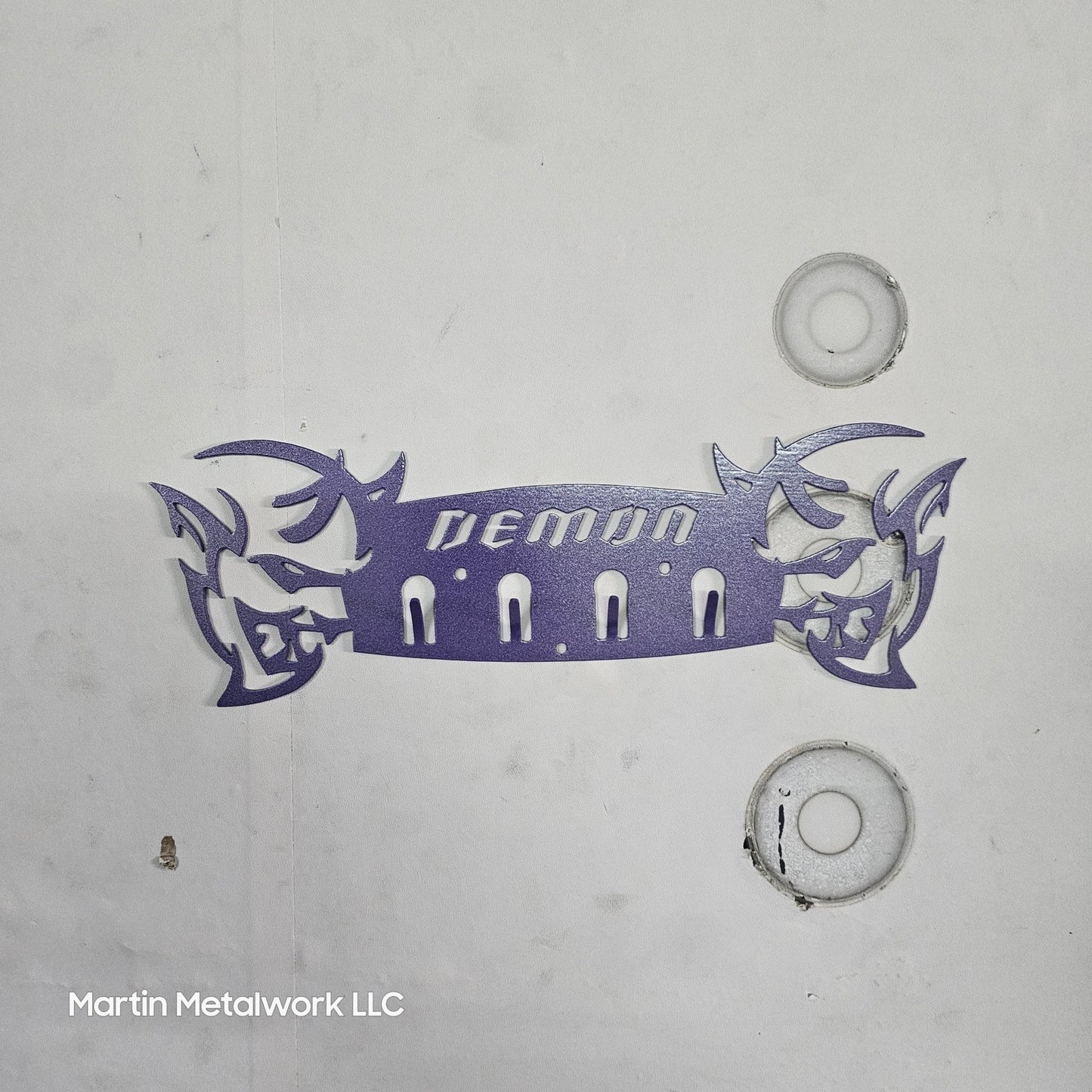 Dodge Demon Muscle Car Key Hanger – Steel Wall Mounted 4 - Hook Key Rack – Garage Organizer 12"x4" - Speedlogix