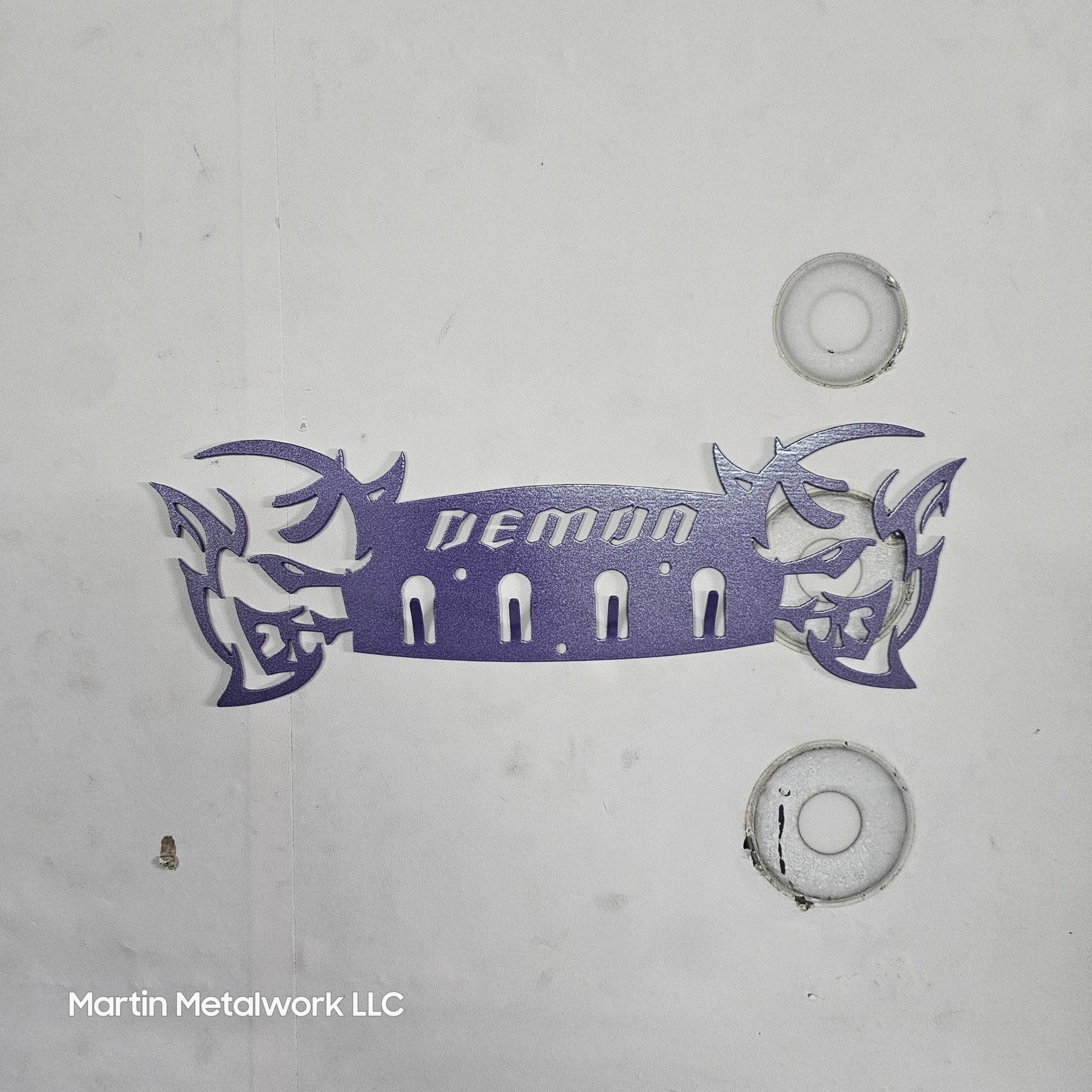 Dodge Demon Muscle Car Key Hanger – Steel Wall Mounted 4 - Hook Key Rack – Garage Organizer 12"x4" - Speedlogix