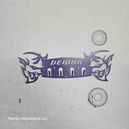 Dodge Demon Muscle Car Key Hanger – Steel Wall Mounted 4 - Hook Key Rack – Garage Organizer 12"x4" - Speedlogix