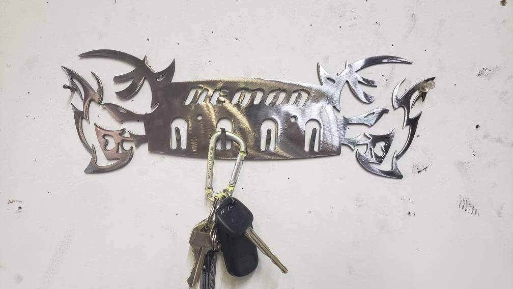 Dodge Demon Muscle Car Key Hanger – Steel Wall Mounted 4 - Hook Key Rack – Garage Organizer 12"x4" - Speedlogix