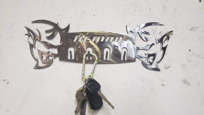 Dodge Demon Muscle Car Key Hanger – Steel Wall Mounted 4 - Hook Key Rack – Garage Organizer 12"x4" - Speedlogix