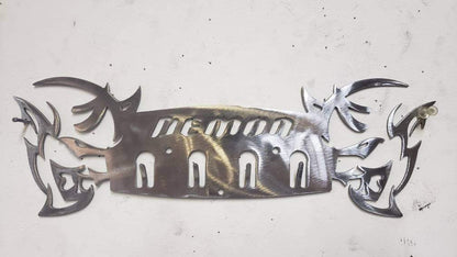 Dodge Demon Muscle Car Key Hanger – Steel Wall Mounted 4 - Hook Key Rack – Garage Organizer 12"x4" - Speedlogix