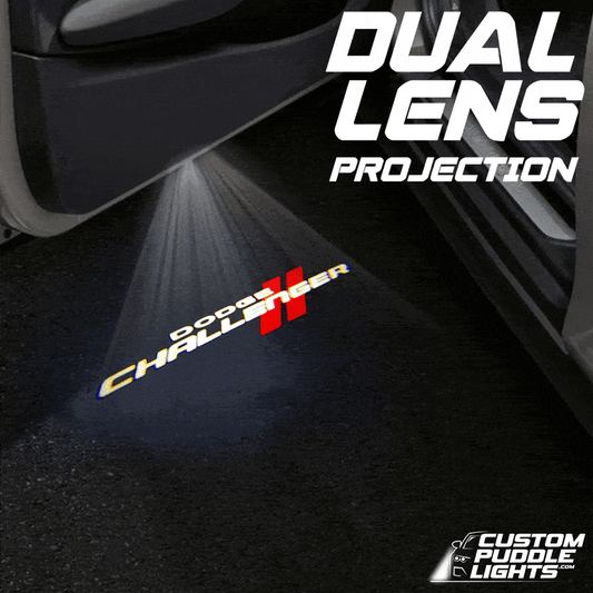 Dodge Challenger 3rd Gen Dynamic Dual Lens Premium Door Puddle Lights Multiple Designs 2008-2023