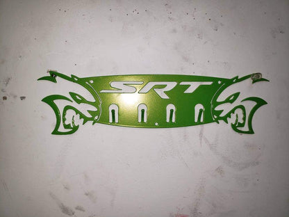 Dodge SRT Hellcat 4 - Hook Steel Rack – Dual Hellcat Heads Wall Organizer 12"x4" SRT Text - Speedlogix