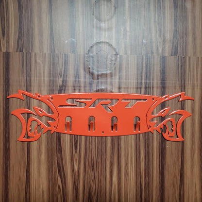 Dodge SRT Hellcat 4 - Hook Steel Rack – Dual Hellcat Heads Wall Organizer 12"x4" SRT Text - Speedlogix