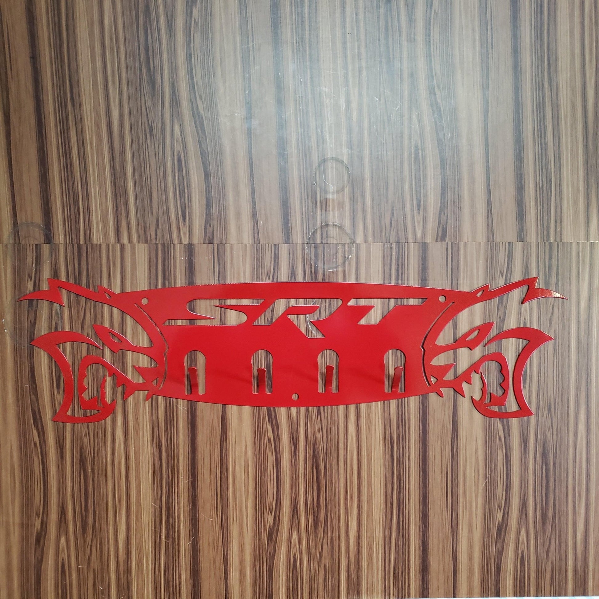 Dodge SRT Hellcat 4 - Hook Steel Rack – Dual Hellcat Heads Wall Organizer 12"x4" SRT Text - Speedlogix