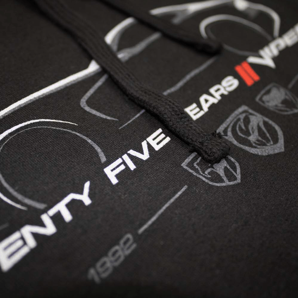 Dodge Viper 25 Years Hoodie Sweatshirt Black - Speedlogix
