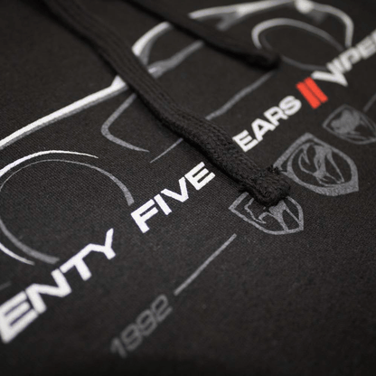 Dodge Viper 25 Years Hoodie Sweatshirt Black - Speedlogix