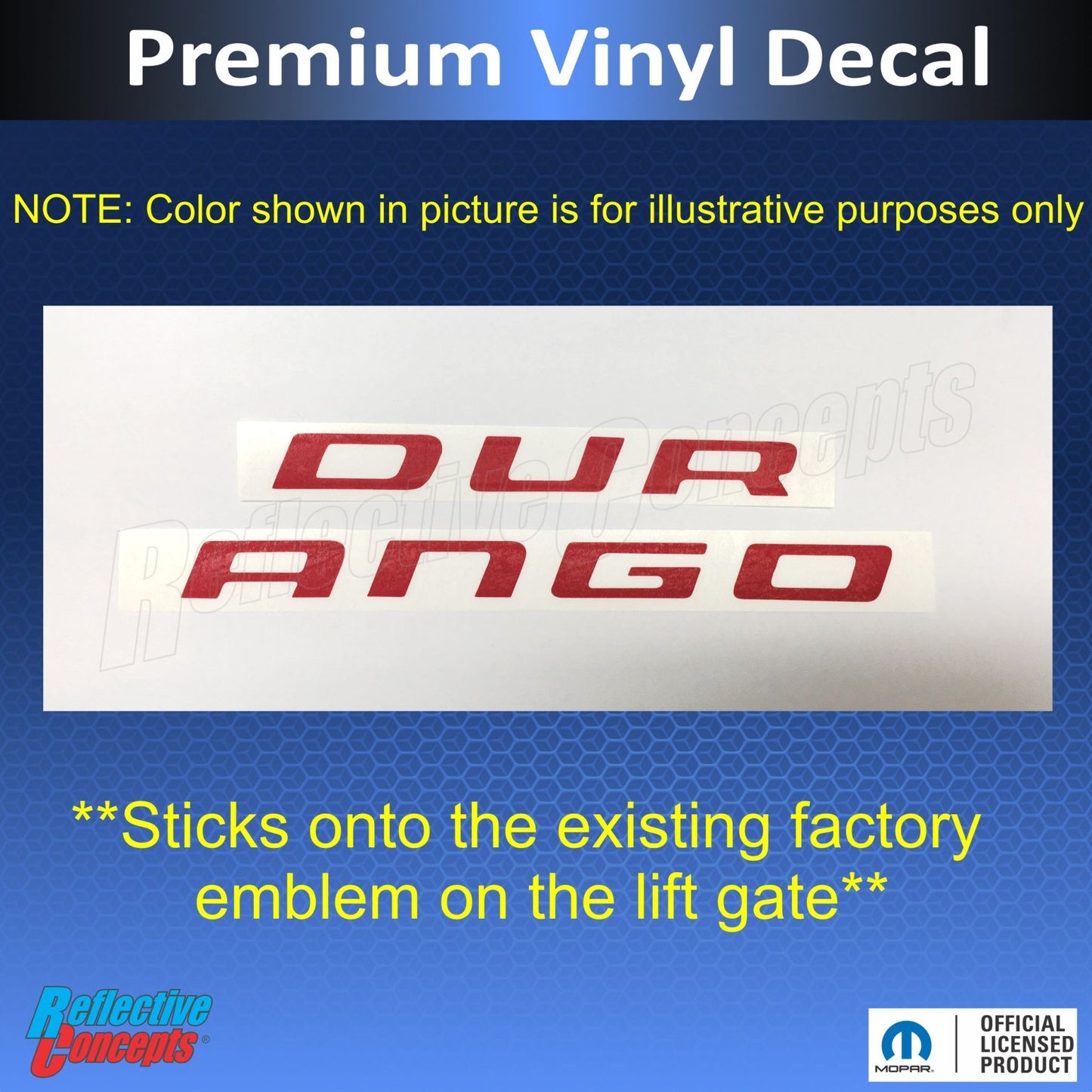 DURANGO Emblem Overlay Decal - 11 - 26 Durango - Speedlogix