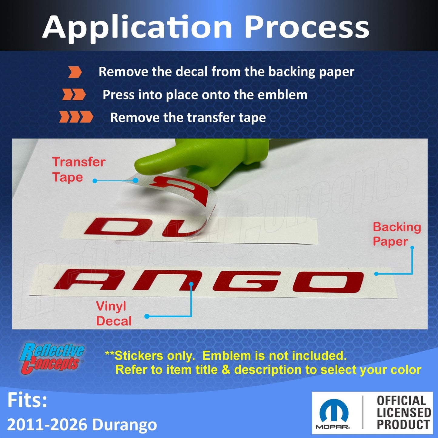 DURANGO Emblem Overlay Decal - 11 - 26 Durango - Speedlogix