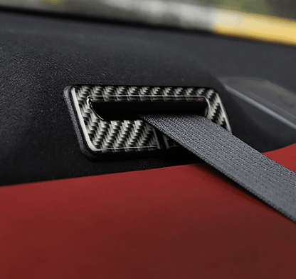 DynaCarbon 3 Piece Carbon Fiber Seat Belt Frame Panel Overlay 2015 - 2023 Challenger - Speedlogix