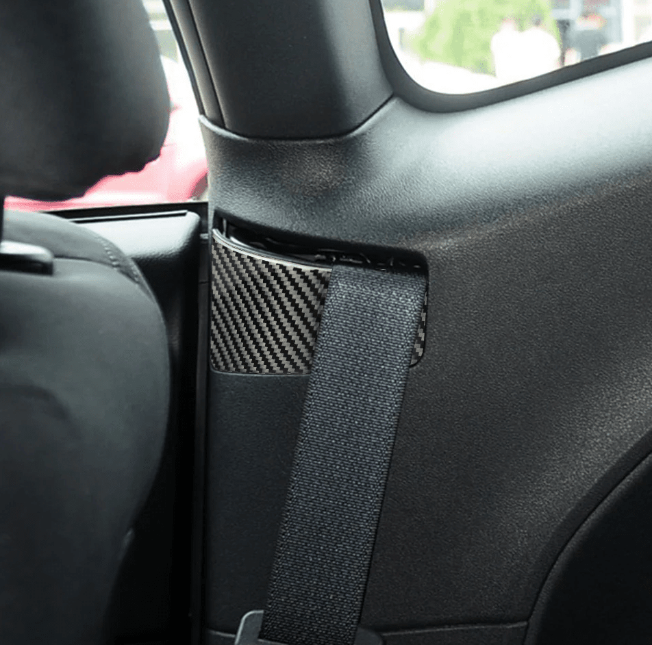 DynaCarbon 3 Piece Carbon Fiber Seat Belt Frame Panel Overlay 2015 - 2023 Challenger - Speedlogix