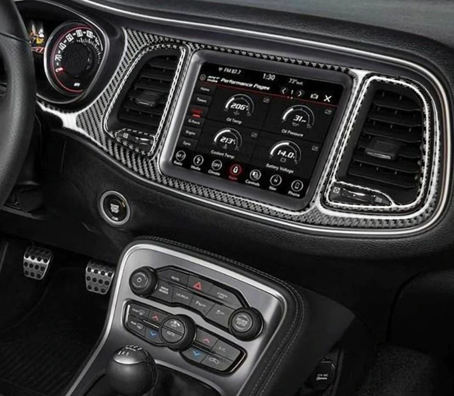 DynaCarbon 4 Piece Carbon Fiber Full Dash Kit Overlay 2015 - 2023 Challenger - Speedlogix