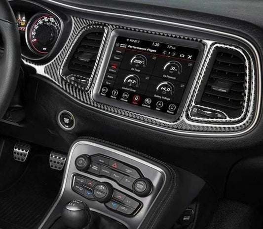 DynaCarbon 4 Piece Carbon Fiber Full Dash Kit Overlay 2015 - 2023 Challenger - Speedlogix