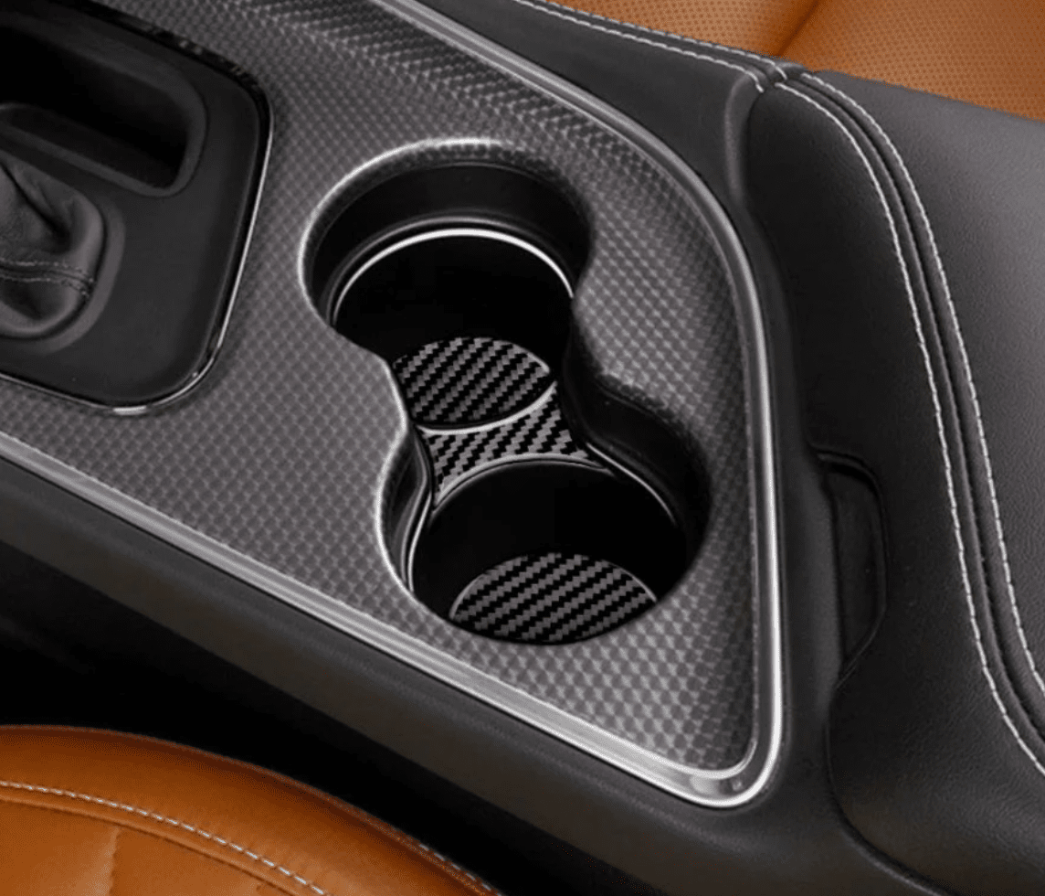 DynaCarbon Carbon Fiber 4 Piece Coaster Cover Overlay 2015 - 2023 Challenger - Speedlogix