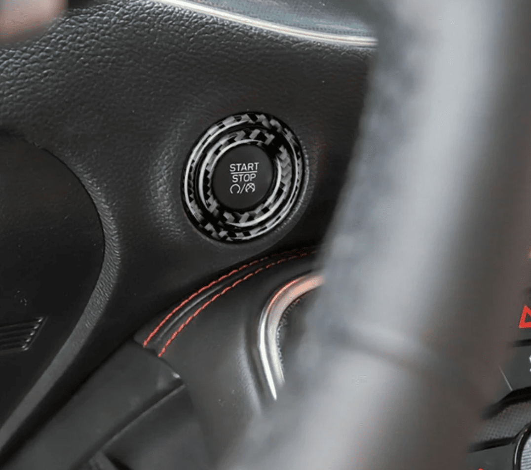 DynaCarbon Carbon Fiber Car Engine Start Stop Button Cover 2015 - 2023 Challenger - Speedlogix