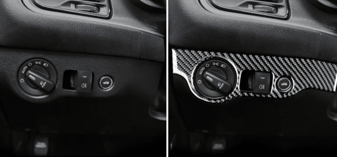 DynaCarbon Carbon Fiber Headlight Control Trim 2015 - 2023 Challenger - Speedlogix