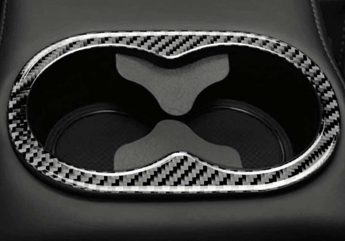 DynaCarbon Carbon Fiber Rear Center Arm Rest Cup Holder Trim Overlay 2015 - 2023 Challenger - Speedlogix